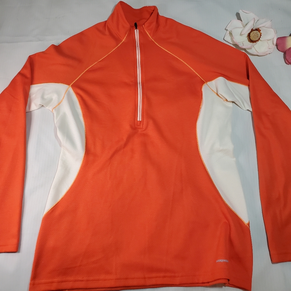 Patagonia Capilene 3 widweigh zip-neck orange top